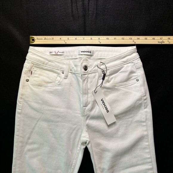 Vigoss Womens Marley Crop Boot White Jeans Unfinished Hem Size 28 - Picture 6 of 11